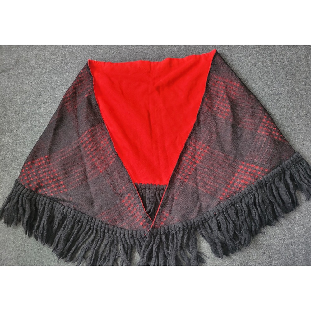 Vintage 50s 60s Shawl Wrap Black And Red Angoras Of Abercorn Knit One Size - Picture 9 of 14